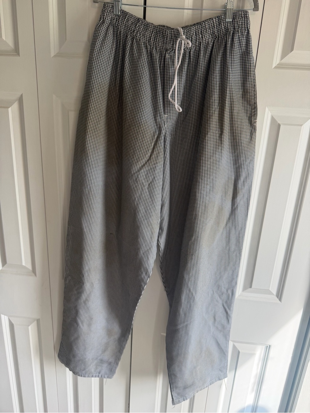 Men's chef pants Black & White Micro-Check Drawstring Pants
